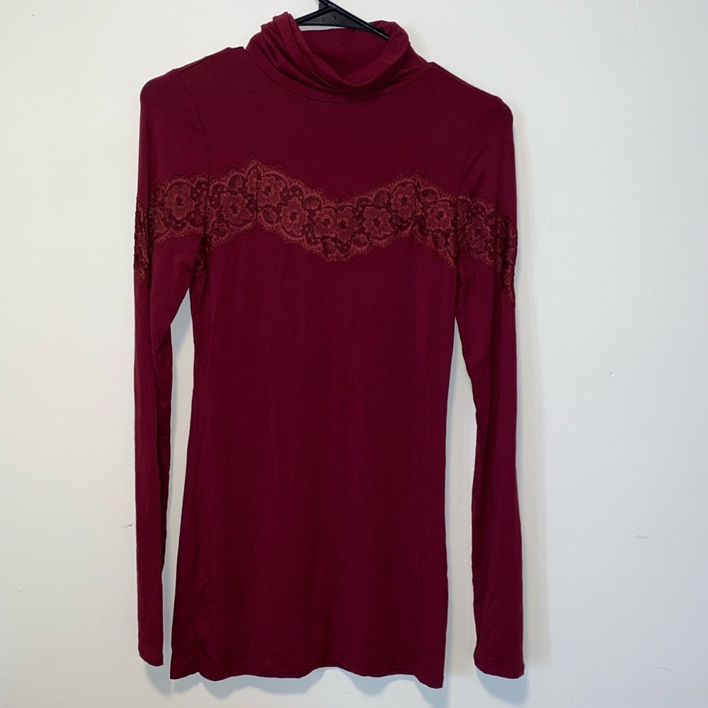 Free People Burgundy Long Sleeve Dress